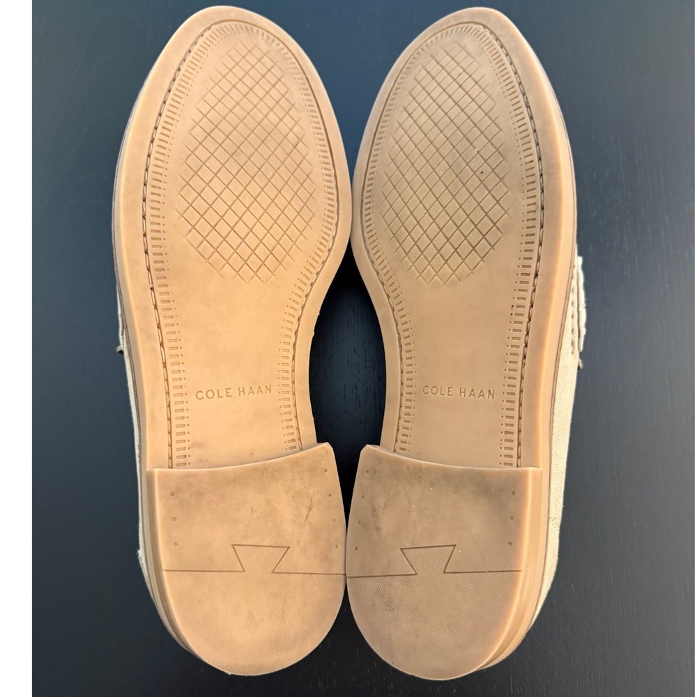 Cole Haan Suede Dress Penny Loafer Men Size 10.5 M Cream Leather Moc-Toe Slip-On - Picture 11 of 12